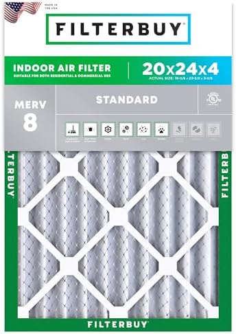Filterbuy 20x24x4 Air Filter MERV 8 Dust & Allergy Defense (1-Pack) by Filterbuy