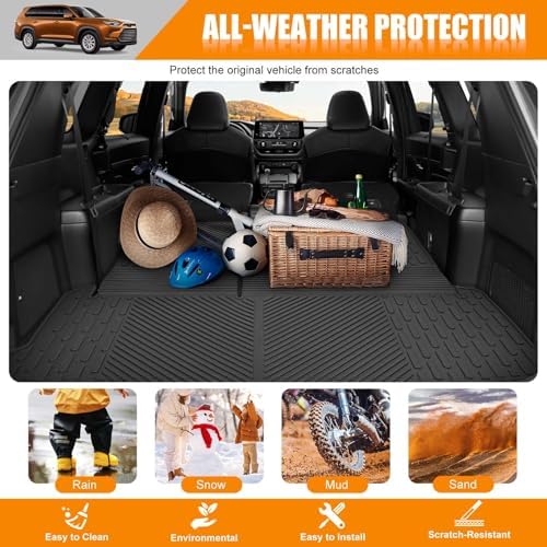 Cargo Mat Compatible with 2024 2025 Toyota Grand Highlander Cargo Liner Backrest Liner Seatback Protector for 2024 Toyota Grand Highlander Accessories(24-25 Grand Highlander) - Image 6