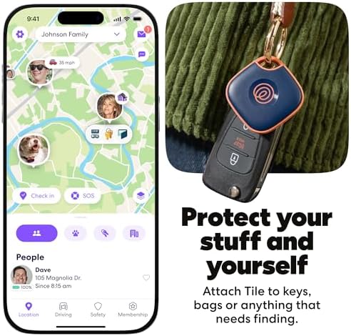 Life360 Tile - Bluetooth Tracker, Keys Finder and Item Locator for Keys, Bags and More. Phone Finder. Both iOS and Android Compatible. 1-Pack (Navy Blaze) - Image 3
