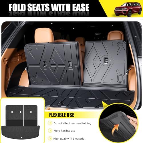 Floor Mats for 2021-2025 2026 Jeep Grand Cherokee L (only 6 Seats, Without the Second-Row Center armrest), TPE All-Weather Protection Durable Trunk Cargo mat for Jeep Grand Cherokee L Accessories - Image 7