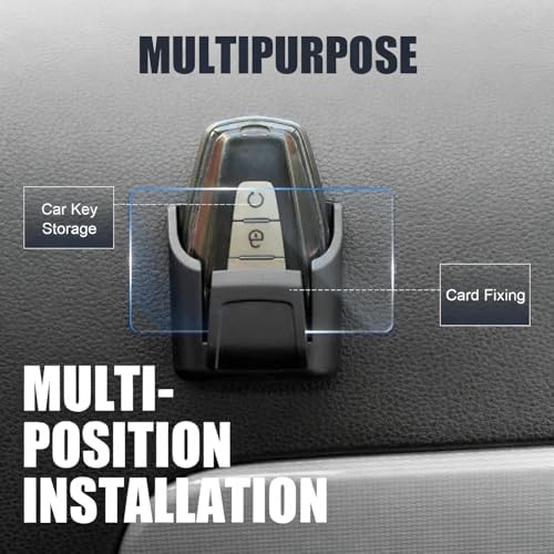 Car Key Fob Holder Box, Adhesive Multifunctional Dashboard Organizer Mount, Easy Access Key Remote & Garage Card Storage Box, Universal for Most Cars (Black) - Image 6