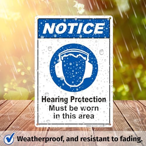 Brimar - 7" x 10" - Hearing Protection Must Be Worn Sign - .055″ Polyethylene Plastic - Bold Text - Easy Installation - Image 5