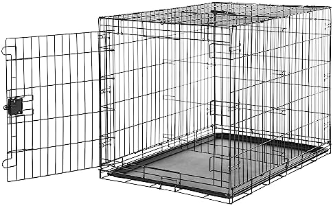 Amazon Basics Durable, Foldable Metal Wire Dog Crate with Removable Tray, Single Door, Divider Panel, 42 x 28 x 30 in, Black by AmazonBasics