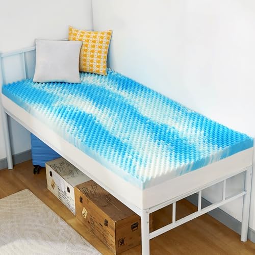 SINWEEK 2 Inch Egg Crate Memory Foam Mattress Topper Twin XL, Twin Extra Long Mattress Pads for College Dorm Room, Pressure Relieve CertiPUR-US Certified, 39x80 Inches, Blue by SINWEEK