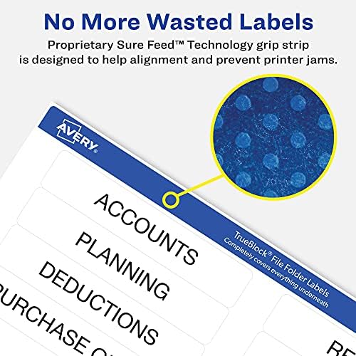 Avery File Folder Labels with TrueBlock Technology, Permanent Adhesive, 2/3" x 3-7/16", Laser/Inkjet, 150 Labels (08593) - Image 4