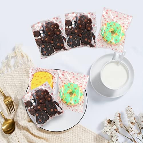COQOFA 100 Pcs 4x 6 In Star Self-Sealing Cellophane Treat Bag, Clear Cookie Candy Bags Resealable Cellophane Gift Goodie Bag OPP Plastic Party Favor Bags for Bakery,Wedding,Birthday,Baby Shower ,Self Adhesive for Packaging (Rose Gold) - Image 6