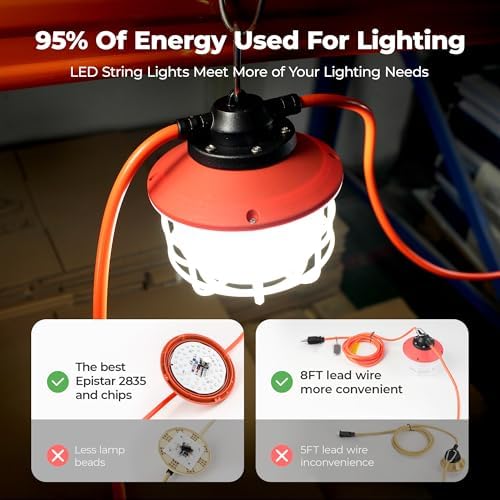 100FT 150W 3Prong Temporary String Light,ETL Certified,18/3 SJTW - Image 6