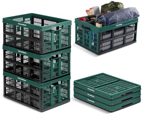 CleverMade Collapsible Utility Crates For Storage, 45L 3 Pack, Forest by CleverMade