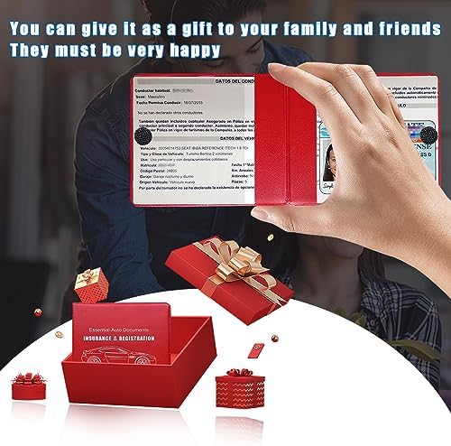 Ziciner Car Registration Insurance Holder, 2Pack Essential Auto Card Document Glove Box Organizer with Touch Fastener, Vehicle Interior Accessories Perfect for Most Car, Truck, SUV (Red/Back Flag) - Image 5