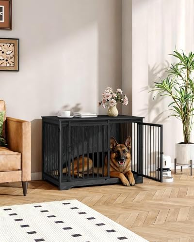 Hzuaneri 43.3" XL Dog Crate Furniture Indoor Dog Kennel with Barn Door - Image 3