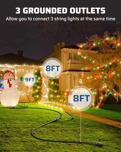 DEWENWILS 25FT Outdoor Extension Cord, Evenly Spaced 3 Outlets Plugs - Image 2