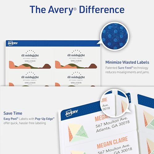 Avery Printable Shipping Labels with Sure Feed, 2" x 4" Customizable Stickers, Matte Clear, 250 Blank Mailing Labels, Great for Mailing, Shipping, and More (8663) - Image 3