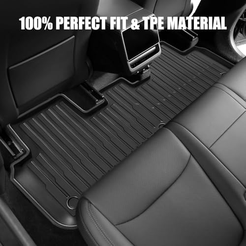 All Weather Floor Mats Custom Fit Tesla Model Y 2021-2024 5-Seater, TPE Waterproof Odorless Car Mats Set with Rear Seat Back Protector Interior Accessories (7PCS) - Image 4