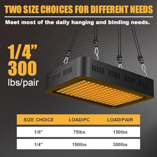 Ayaport Adjustable Rope Tie Down, 1/4" Grow Light Hanger, 2 Pack - Image 4