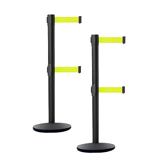 Crowd Control Warehouse CCW Set of 2 Dual Retractable Belt Barrier Stanchion by Crowd+Control+Warehouse