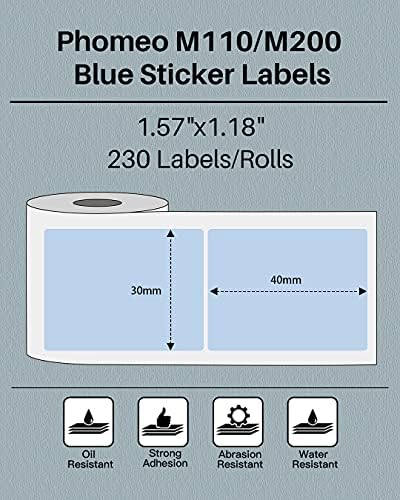 Phomemo Blue Labels, 1.57"x1.18" M110/M100/M220/M108 Thermal Sticker Paper - Image 2