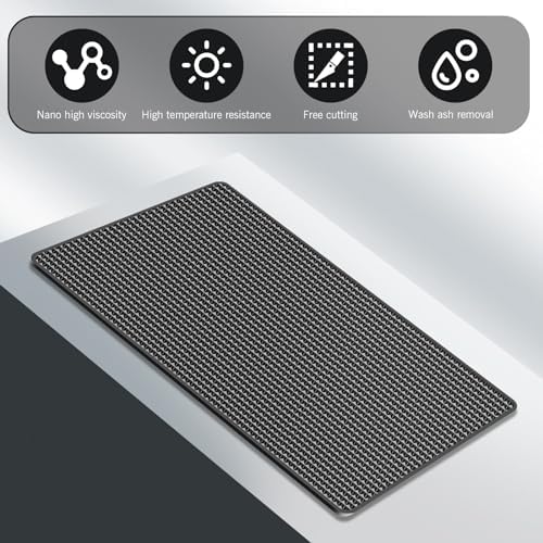 2 PCS Car Dashboard Anti-Slip Mat, 10.62" x 5.9" Grid Pattern High Temperature Resistant Washable Center Console Storage Mat, Double-Sided Self-Adhesive Accessories, for Most Cars (Black) - Image 3