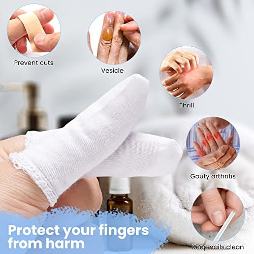 200 Pcs Cotton Finger Cots Small Finger Guards Hand Thumb Fingertips Sleeves Protector by EORTA, Comfortable, Breathable, Absorb Sweat, Reusable, Protect the Wound from Infection, White, Very Small - Image 4