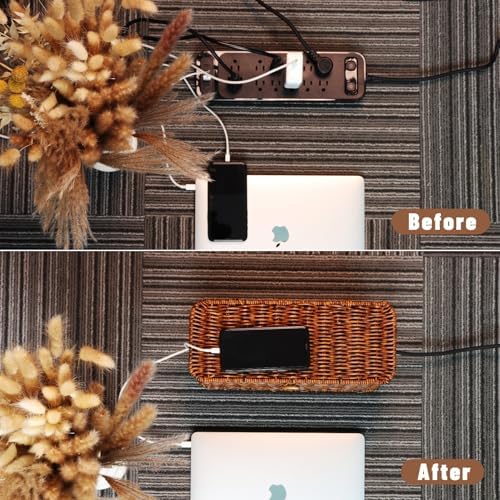 Cable Management Box, Cord Organizer with Lid & Cable Ties - Brown, M - Image 5