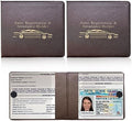 Ziciner Car Registration Insurance Holder, 2Pack Essential Auto Card Document Glove Box Organizer with Touch Fastener, Vehicle Interior Accessories Perfect for Most Car, Truck, SUV (Brown/Gold Words) by Ziciner