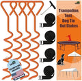 EURMAX USA 4-Pack Windproof Trampoline Stakes Anchor Kit-Steel Corkscrew Anchor,Heavy Duty Tie Down Kit with T-Hook&Reinforced Safety Straps,Secure Weatherproof Protection for Trampoline,Tent&Playset by Eurmax