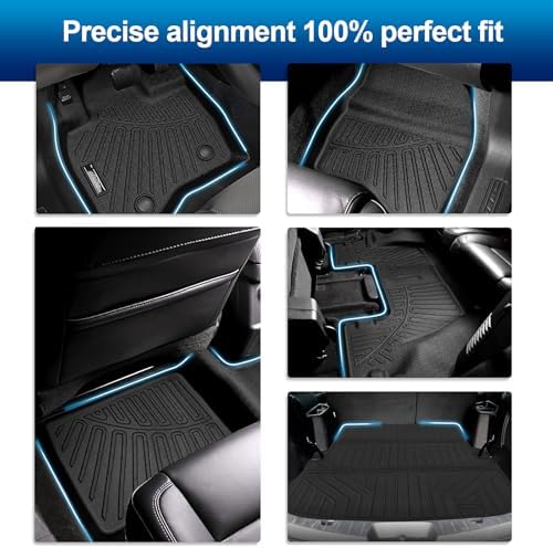 PELEUS Floor Mats Compatible with 2015-2019 Ford Explorer, Custom Fit TPE All-Weather Floor Liners 1st 2nd 3rd Row and Foldable Cargo Liner Set, Odorless Heavy Duty Automotive Mats for Camping - Image 2