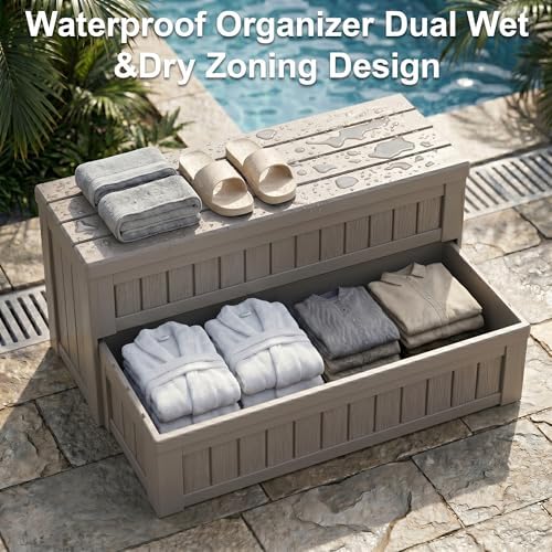Fancyango Hot Tub Steps with Storage 36.6" L Gray - Image 3
