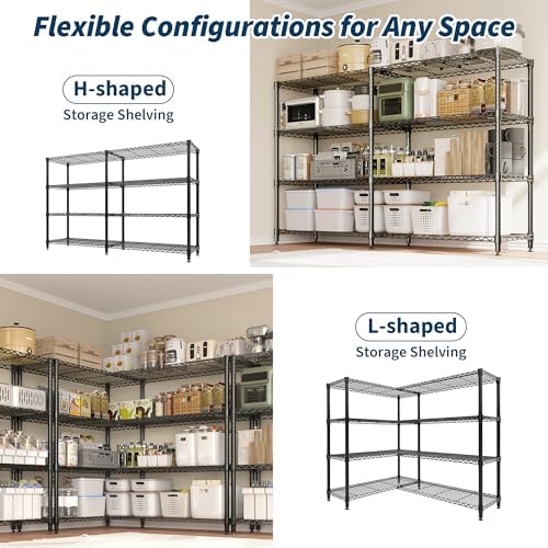 Garvee Metal Storage Shelves 4-Tier, Wire Shelving Rack 59"Wx13.8"Dx59.5"H, - Image 4