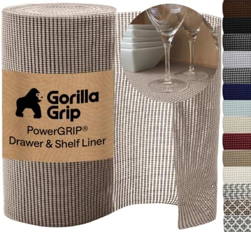 GORILLA GRIP powerGRIP Drawer Shelf and Cabinet Liner, 24"x20', Beige by GorillaGrip