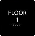 Black ADA Floor 1 Sign with Braille – Made from Durable Acrylic and Ready to by ADACentralSigns