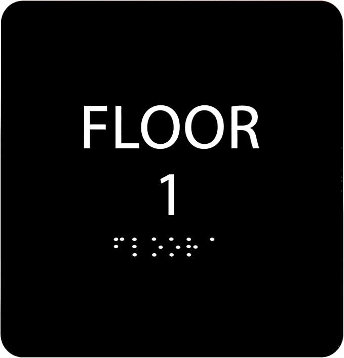 Black ADA Floor 1 Sign with Braille – Made from Durable Acrylic and Ready to by ADACentralSigns