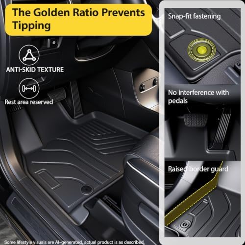 Custom Fit All Weather TPE Floor Mat for 2027 Kia Telluride Hybrid (7/8 Seats, Driver/Passenger Single Mat), Waterproof Anti-Slip Floor Liner - Image 2