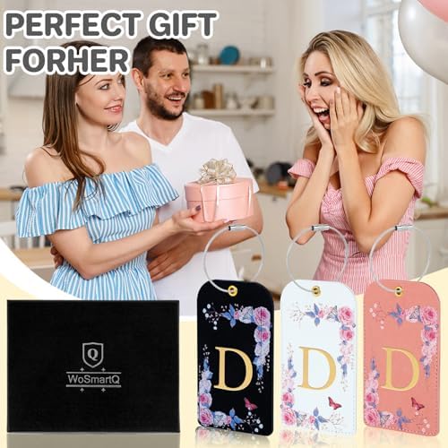 3 Pack Luxury Floral PU Leather Luggage Tags, Travel Accessories Gift (D) - Image 7