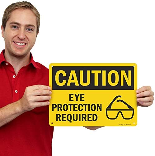 SmartSign - U9-1533-NP_10x14 "Caution - Eye Protection Required" Sign | 10" x 14" Plastic Black on Yellow - Image 2