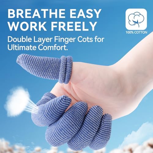 Dimora Finger Cots, Pack of 60 (Large Size) Finger Protectors, Breathable Bandages for Wound Care, Stretchy Sleeves for Gardening, Fitness and Cargo Handling, Blue - Image 2