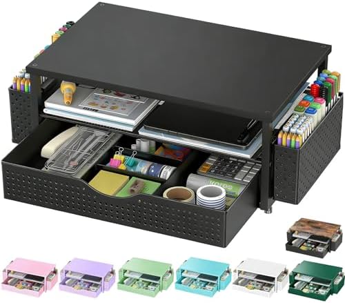 Spacrea Desk Organizers and Accessories, Printer Stand with Storage, Black by Spacrea
