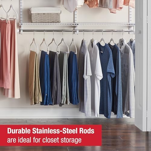 Rubbermaid Configurations Deluxe Custom Closet Kit 4-8Ft. Adjustable Metal Wire Shelving White Finish Expandable Organization System Hardware Included for Home Closet/Pantry/Laundry/Mudroom - Image 5
