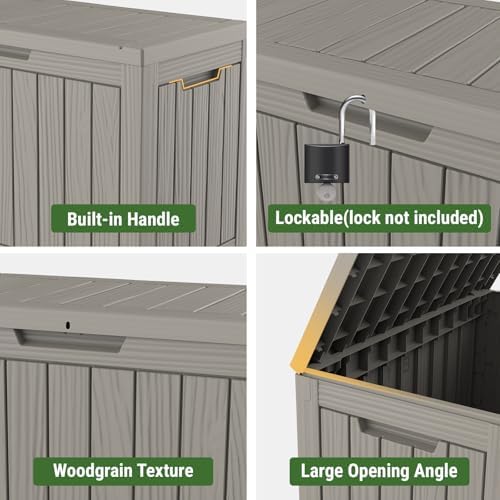 Mars Villa 50 Gallon Outdoor Storage Box, Deck Box Waterproof, Grey - Image 6