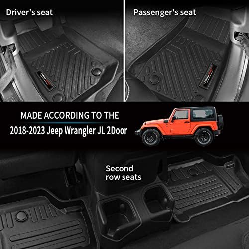 Floor Mats and Cargo Trunk Liner for Jeep Wrangler JL 2 Door 2018-2025 2026 All Weather Floor Liner for Jeep Wrangler Accessories (Only for JL 2 Door) - Image 2