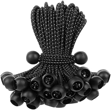 15 Inch Bungee Balls Ties,50 PCS Ball Bungee Cords Heavy Duty Elastic Cord Ball Bungee Canopy Tarp Tie Bungee with Balls for Camping, Shelter,Cargo,Tent Poles UV Resistant by Kinzomor
