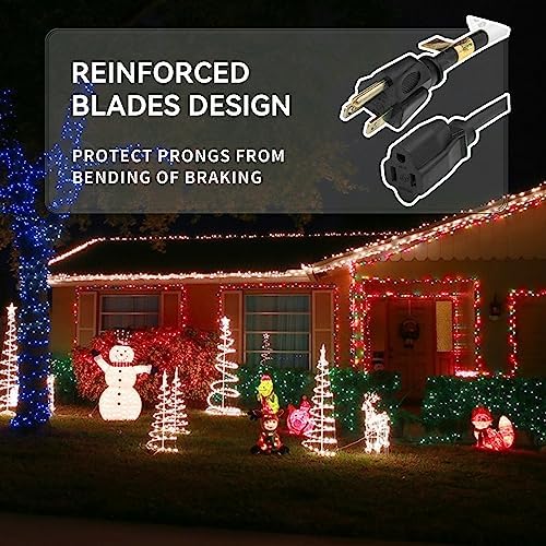 YOJOE Indoor Outdoor Extension Cord, 3 Prong 13A Weatherproof Power Cord, 16 Gauge Heavy Duty 8 ft Black Extension Cord for Garage, Garden and Home, 16/3 SJTW UL Listed - Image 4
