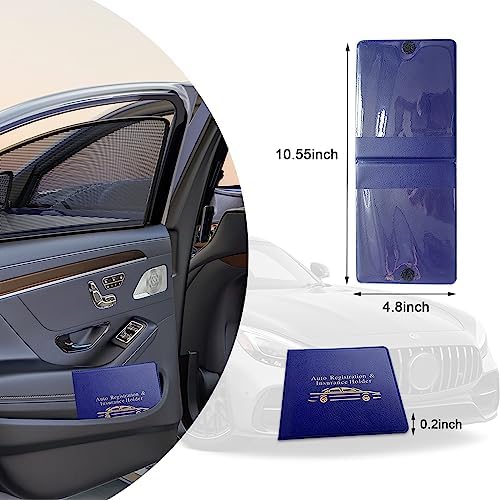 Ziciner Car Registration Insurance Holder, 2Pack Essential Auto Card Document Glove Box Organizer with Touch Fastener, Vehicle Interior Accessories Perfect for Most Car, Truck, SUV (Blue/Gold Words) - Image 2