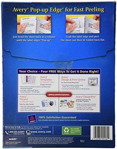 Avery Easy Peel Printable Address Labels with Sure Feed, 1-1/3" x 4", White, 1,400 Blank Mailing Labels for Laser Printers (5162) (Pack of 5) - Image 2