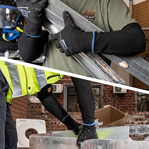 OriStout Cut Resistant Work Sleeves with Tumb Hole, Black, 2 Pairs - Image 5