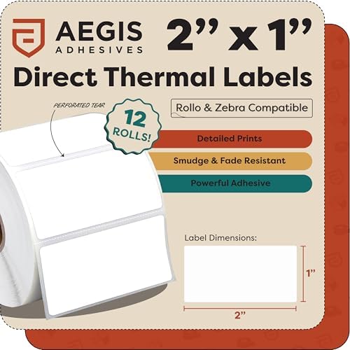 2" X 1” Direct Thermal Printer Labels (15600 Count, 12 Rolls) - Image 2