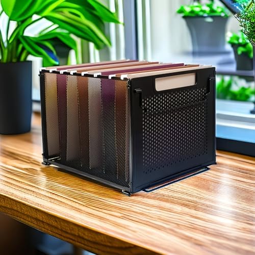 SETTFRFE Metal Hanging File Folder Organizer with Handle,Letter Size,Black - Image 6