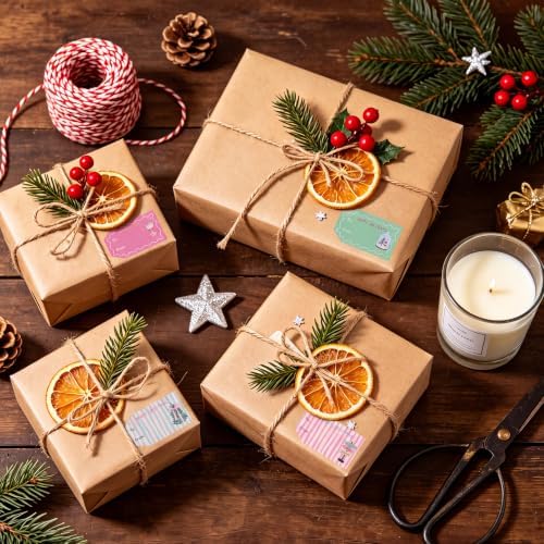 600 PCS Christmas Gift Tag Stickers 1.18" x 2" Pink Green Holiday Labels - Image 5