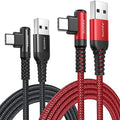 AINOPE USB C Cord 3.1A Fast Charge, [2-Pack, 6.6ft] Type C Charging Cable Right Angle, Resistant Nylon Braided USB-A to USB-C Charge Compatible Galaxy S10 S9 S8 Plus S21, V30,V20,G6, Type C Charger by AINOPE10yearsforphoneaccessories