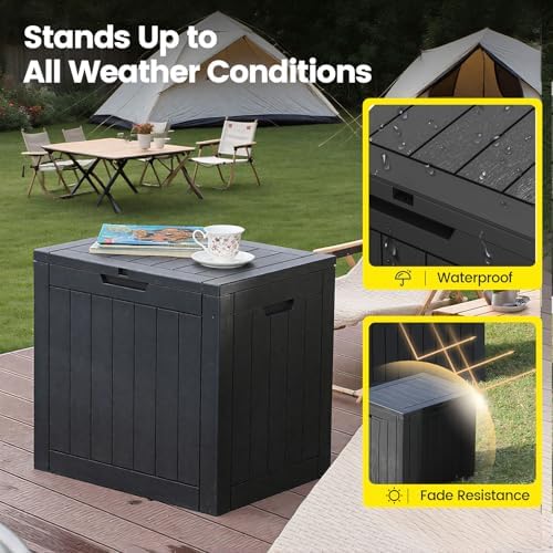 31 Gallon Outdoor Storage Box - Waterproof Resin Deck Box for Indoor & Outdoor Use, Lockable & UV Resistant Storage Bin for Package Delivery, Patio Cushions, Gardening Tools - Black - Image 2