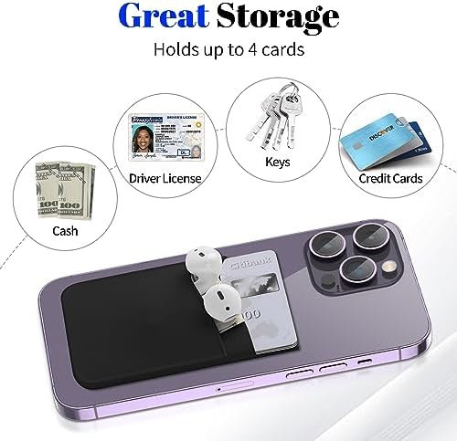 Senose Sticky Phone Wallet, Back of Phone Card Holder for Phone Case-Black - Image 5